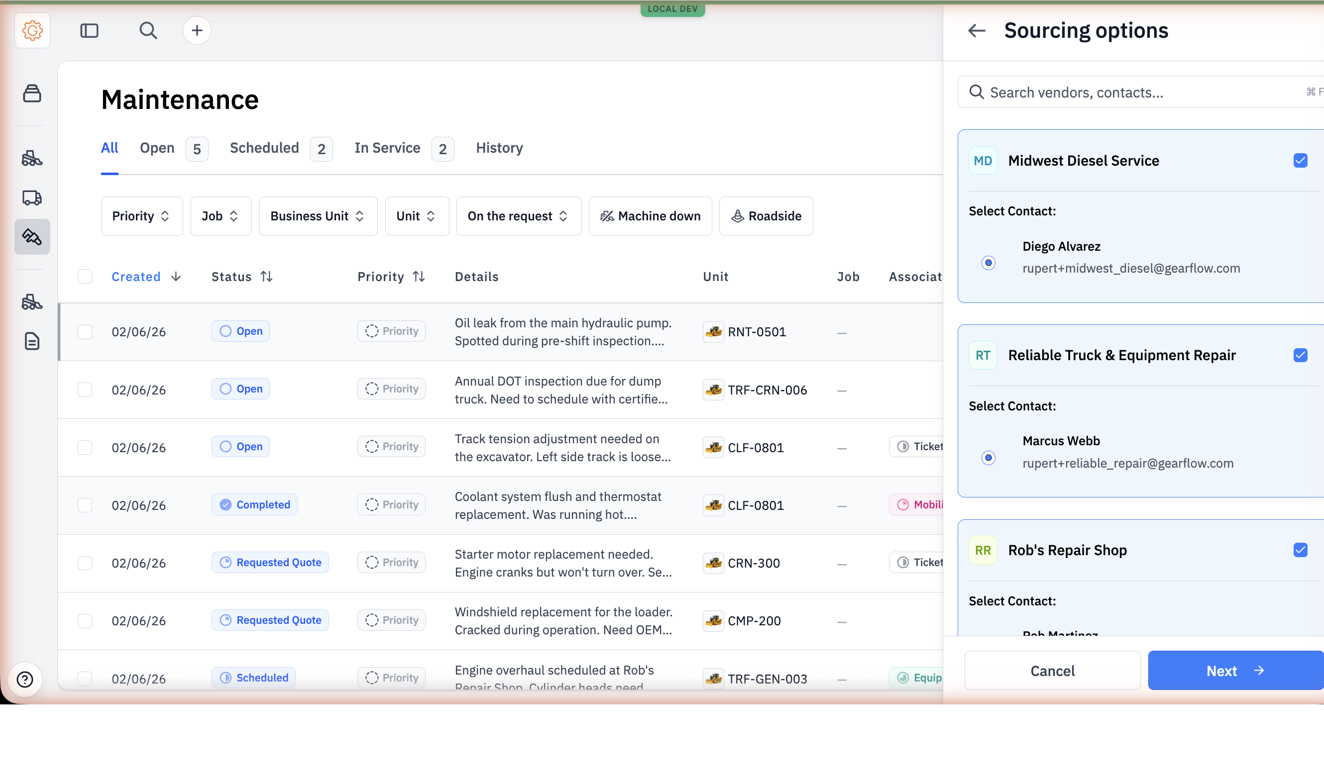 Sourcing options vendor picker