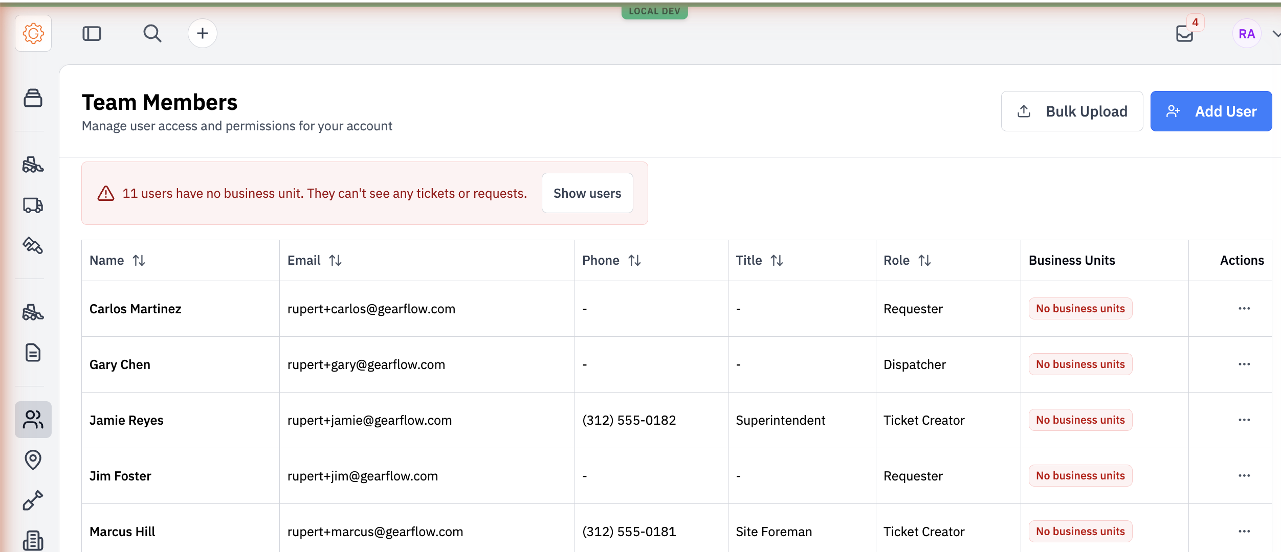 Settings Team Members list showing two users with the Ticket Creator role
